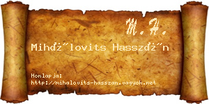Mihálovits Hasszán névjegykártya